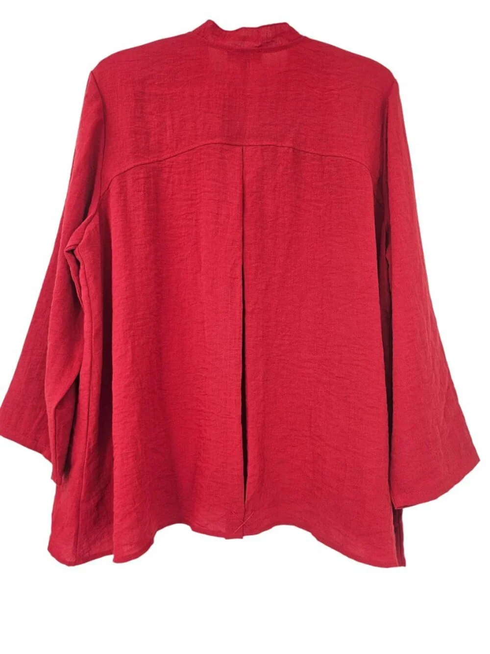 Habitat Clothes To Live In Mandarin Collar Button Up Shirt Red Women L Lagenlook
